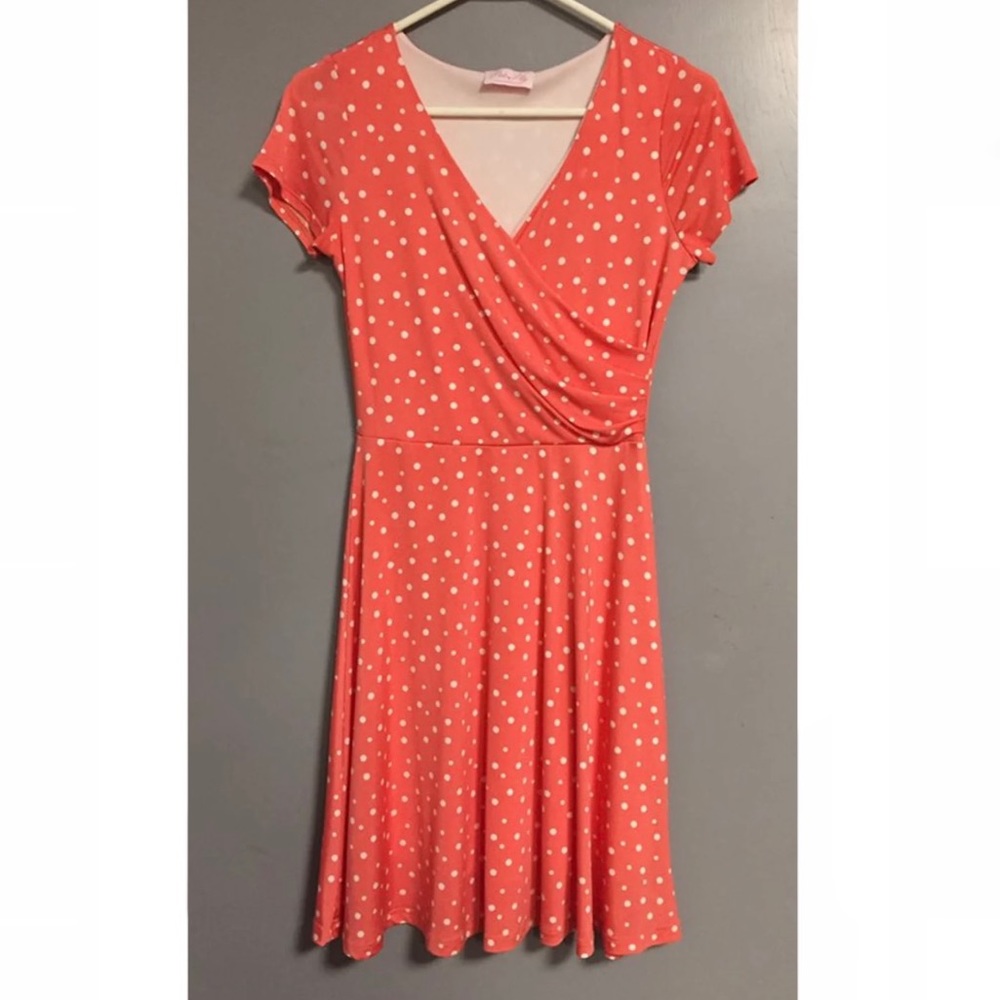 Pink Lily Polka Dot Coral Dress women’s Small